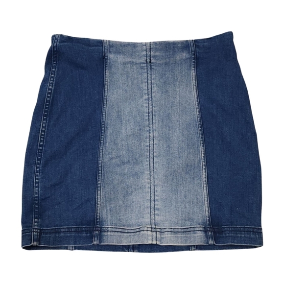 Free People Two Tone Denim Mini Skirt sz 8 - Picture 5 of 11